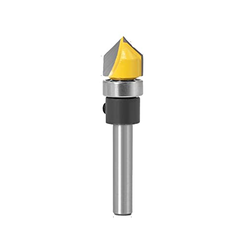 1/4 "& 6mm Schaft Muster Bit Flush Trim Bit Gerade Bit Mit Lager Scharnier Langlochbohrer Router Bit Holz Trimmer Cutter(V. Groovin6X12.7) von XTINKOPW