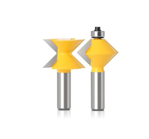 2Pcs 90 Grad V Design Tingue Groove Edge Banding Router Bit Set Groove Meißel Cutter Tool for Holzbearbeitung Fräser(12.7mm shank) von XTINKOPW