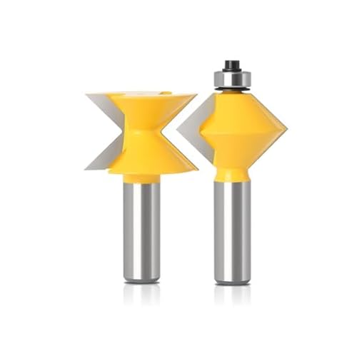 2Pcs 90 Grad V Design Tingue Groove Edge Banding Router Bit Set Groove Meißel Cutter Tool for Holzbearbeitung Fräser(12mm shank) von XTINKOPW