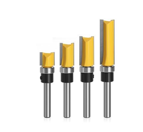 4 stücke 1/4 "Schaft Flush Template Router Bit Gerade Schaftfräser Holzbearbeitungsfräser for Holzbesatzfräser von XTINKOPW