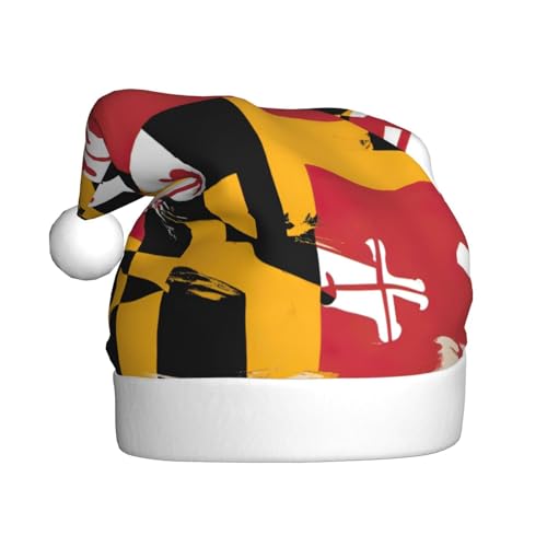 XTYGETY Weihnachtsmütze mit Maryland-Flagge für Damen und Herren, Weihnachtsmannmütze, perfekte Kopfbedeckung für Erwachsene, Kostümpartys von XTYGETY