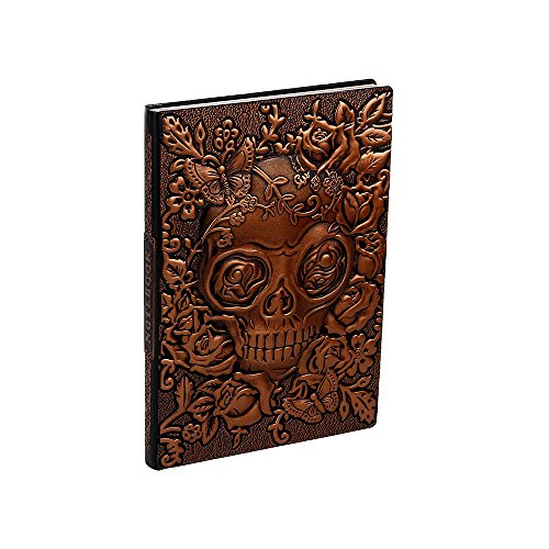 XUAN Notizbuch A5 Liniert, Hardcover PU Leder Vintage, Schönes Handgefertigt Notizheft Tagebuch Notizblock Journal Notebook Geschenk für Kinder Männer Frauen Erwachsene, 200 Seiten 3D Schädel Kupfer von XUAN