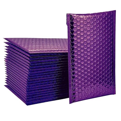 Luftpolstertaschen 100Pcs Packaging Shipping Bag Self Seal Waterproof Courier Bags Bubble Mailers Padded Bubble Envelopes Bag shipping bags Selbstklebende Gepolsterte Versandtaschen(Purple,15*20cm) von XUCZHAI