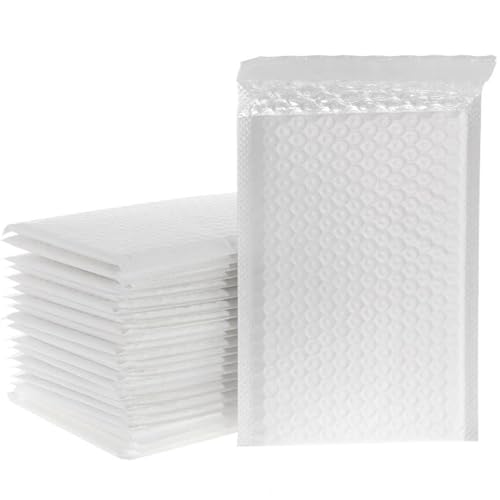 Luftpolstertaschen 50Pcs Bubble Mailers Padded Envelopes Bulk Bubble Lined Wrap Polymailer Bags for Shipping Packaging Maile Self Seal Selbstklebende Gepolsterte Versandtaschen(White-50pcs,11*15cm) von XUCZHAI