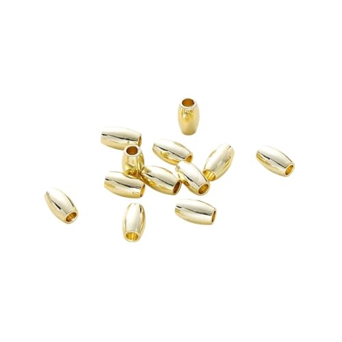 Rohrperlen 30-100 Stück ovale Messingperlen, lose Distanzperlen, Rocailles-Perlen for Armbänder, zur Herstellung von Halsketten, Zubehör for Selbermachen FüR Diy Schmuckherstellung(Gold01,4 x 6mm-30Pc von XUCZHAI