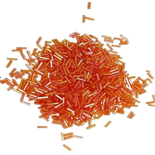 Rohrperlen 300 Stücke/13500 Stücke Röhrenperle 2x6mm Twist Glasperlen Helical Seedbeads for DIY Armband Schmuck Kleidherstellung Kleidungsstücke Zubehör FüR Diy Schmuckherstellung(Orange AB43,300pcs) von XUCZHAI