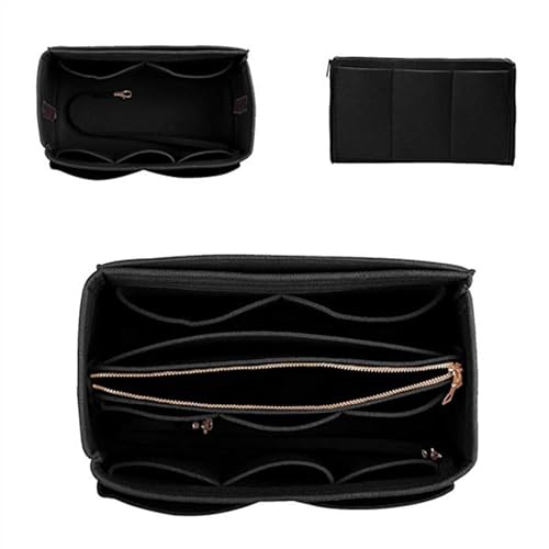 XUCZHAI Make Up Organizer Felt Insert Bag for Handbag Travel Inner Purse Portable Cosmetic Bags Fit Various Brand Bags. FüR GeldböRsen(Black,26X15X15CM) von XUCZHAI