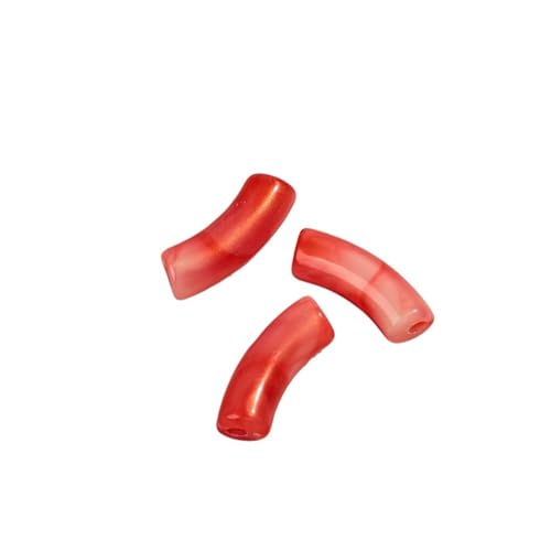 XUCZHAI Rohrperlen 10 Stück 11 mm Gebogene Röhre, perlglanzfarben, Gebogene lose Perlen for die Herstellung von Armbändern und Halsketten, DIY-Schmuckzubehör FüR DIY Schmuckherstellung(Red) von XUCZHAI