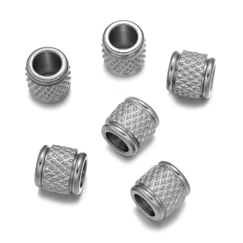 XUCZHAI Rohrperlen 10 Teile/los Edelstahl Textur Rohr Spacer Großes Loch Lose Perlen for DIY Armband Halskette Schmuck, Die Entdeckungen Liefert FüR DIY Schmuckherstellung(Silver C,8x8x5mm) von XUCZHAI