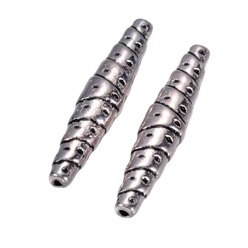 XUCZHAI Rohrperlen 20 Stück Röhrenperlen zur Schmuckherstellung, Shuttle, 25 mm lang, 5 mm breit, Loch: 1 mm FüR DIY Schmuckherstellung(Silver) von XUCZHAI