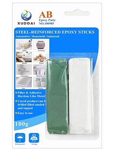 2 Komponenten Knete 100g, XUDOAI epoxidharz knete Klebstoff-Knetmasse auf Epoxidharzbasi reparatur & behoben & füllen Metall, Harte Kunststoffe, Stein, Holz, etc von XUDOAI