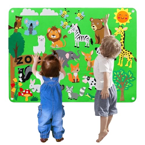 Filz Board Story setzt Fuzzy Filz für 3+ Jahre alte 40,98x29.49 Zoll Zoo Animal Filz Board Story Set Hängende Kinder Unterricht Fish Board für frühe pädagogische Spielzeuggeburtstag Geschenk von XUEYEGONGJI