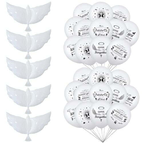 Taubenballons 50 PCs White Memorial Balloons mit 5 PCs Pace Dove Ballons Personalisierbares beschreibbares weißes wiederverwendbares Latex -Memorial -Release -Memorial -Luftballons für Hochzeit, Beer von XUEYEGONGJI