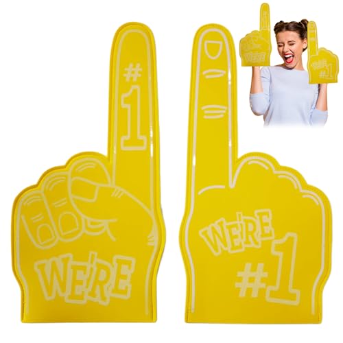 XUEYEGONGJI Foam Hände Schaumfinger, 2pcs Riesenschaumfinger, 18 Zoll Schaumhände, universeller Cheerleaderschaum Fingerzeiger für Sportveranstaltungen Games Gelbgelb von XUEYEGONGJI