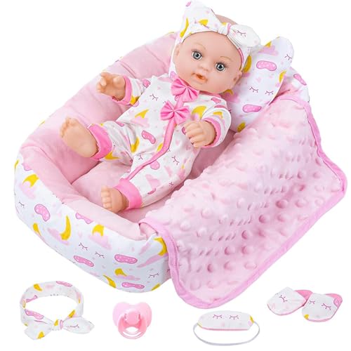 XUEYEGONGJI Puppenkleidung für 12 -Zoll -Puppen mit sicherem niedlichen Mini Silicon beruhigende Babypuppe und Fütterung Spielzeugzubehör Geschenke für Urlaub, Geburtstag, Kleidung von XUEYEGONGJI