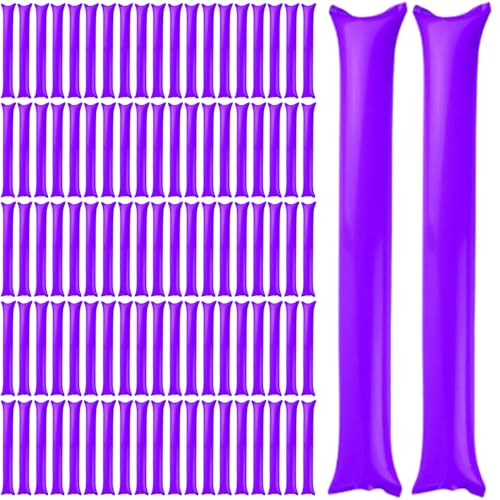 XUEYEGONGJI Thunder Sticks 100 PCs Boom Stick aufblasbare Spirit Sticks Cheerleading Plastic Boom Stick Lärmmacher für Sportveranstaltungen Tanz Basketball Fußball Purple von XUEYEGONGJI