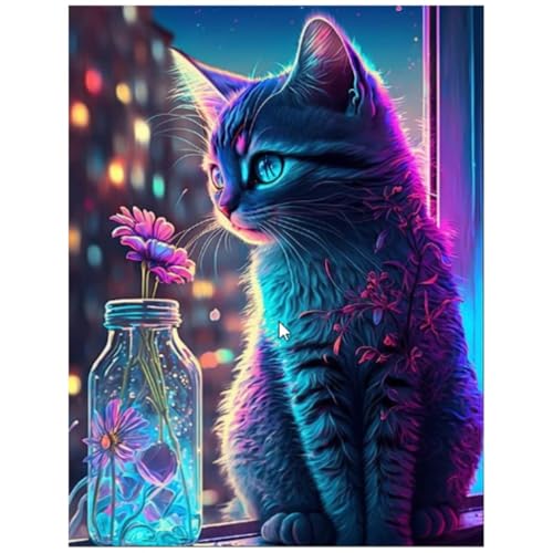 XUIIOSOOKP Diamond Painting Erwachsene, 5D Diamond Painting, DIY Diamant Painting Bilder, Baum Diamant Malerei Stickerei Set für Zuhause Wanddekorationen - 30x40cm/Katze von XUIIOSOOKP