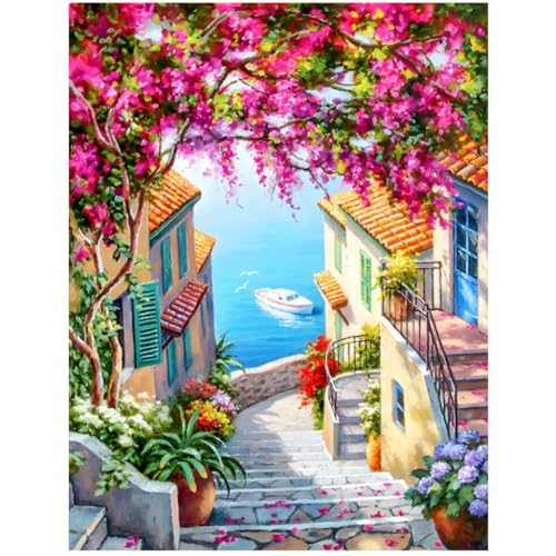 XUIIOSOOKP Diamond Painting Erwachsene, 5D Diamond Painting, DIY Diamant Painting Bilder, Baum Diamant Malerei Stickerei Set für Zuhause Wanddekorationen - 30x40cm/Meerblick von XUIIOSOOKP