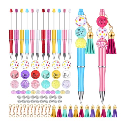 XUJIAN 12-Teiliges Bastelset mit Perlen in Verschiedenen Farben, Mehrfarbiger Kugelschreiber für Kinder von XUJIAN