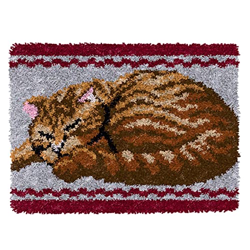 XUJINGJIE Knüpfteppich Zum Selber Knüpfen DIY Teppich Knüpfkissen Knüpfset Katzen Muster Gobelin Handarbeit Basteln Für Erwachsene Kinder, 52X38cm von XUJINGJIE