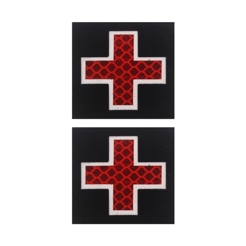 2 Stück Taktisch Medic Kreuz Rotes Kreuz Moral Bestickter Aufnäher mit Haken Ouch Pouch Medic Textil Patch für Medizinische Taschen Erste-Hilfe-Kits Outdoor-Abenteuer-Kits（Rot） von XUJLRL