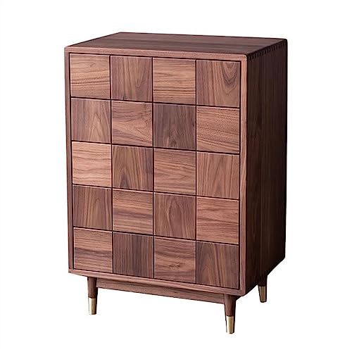 Kommode Kommode aus massivem Holz, schwarzes Walnussholz, Schlafzimmerkommode mit 5 Schubladen, modern, leicht, luxuriös, hohe Kommode, Wohnzimmer, Aufbewahrungsschrank, Schubladen Schubladenaufbewahr von XUJUAN-0227