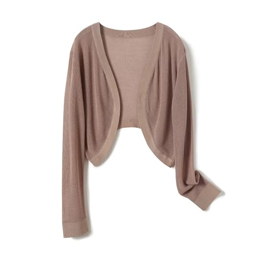 XUMKFJRE Strick Ponchos Capes Frauen EIS Seide Sonnenschutz Abdeckung Ups Langarm Gestrickte Schal Dünne Sommer Strickjacke Cape Oberbekleidung Hemd Lose(Brown) von XUMKFJRE