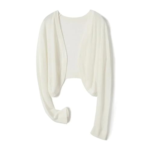 XUMKFJRE Strick Ponchos Capes Frauen EIS Seide Sonnenschutz Abdeckung Ups Langarm Gestrickte Schal Dünne Sommer Strickjacke Cape Oberbekleidung Hemd Lose(White) von XUMKFJRE