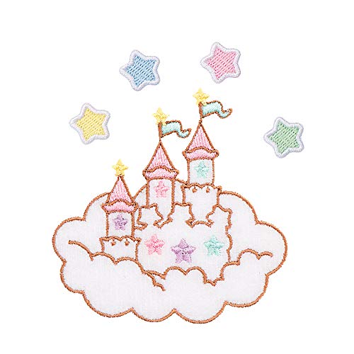 XUNHUI Cartoon Fairy Castle Star Patch Embroidery Applique Patches for Girls Bag Jeans Glue Patches for Baby Clothes DIY Patch von XUNHUI