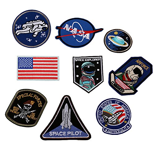 XUNHUI Raumschiff Astronaut Space Shuttle Flagge Eisen-auf Nähen auf Flecken Stickapplikationen Nähen Eisen auf Abzeichen Kleidung Patches von XUNHUI