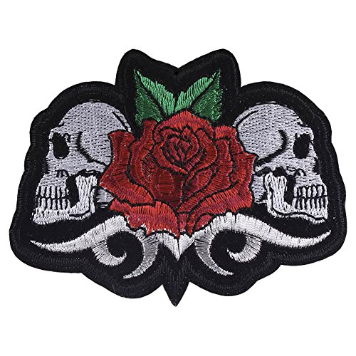 XUNHUI Rot rosig Totenkopf bestickt menschliche Skelette bestickt Patch DIY dekorative Tod Kopf Schädel Kleidung Zubehör 5 Stück von XUNHUI