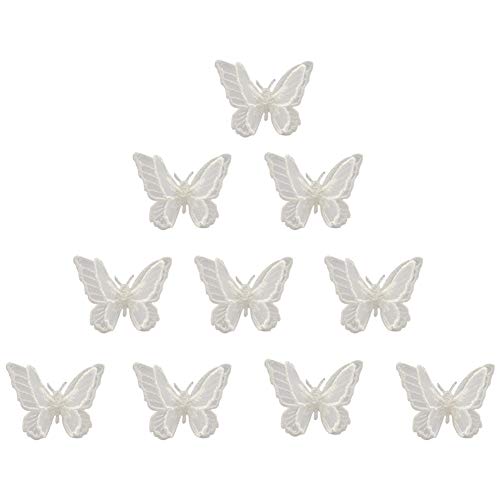 XUNHUI Weiß 3D Spitzen Schmetterling Applikationen Flicken für Kleidung DIY Kleid Nähen Bekleidung Aufsticken 10 Stück von XUNHUI