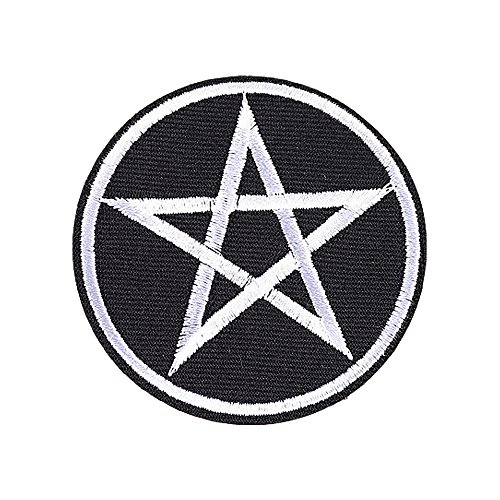 XUNHUI weiß Pentagramm Stern bestickt Flicken zum Aufbügeln Bügelbild Aufnäher für Kleidung 5 Stück von XUNHUI