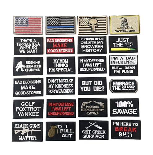 Bundle 20 Stück lustige taktische Militär-Aufnäher mit amerikanischer Flagge, komplettes Stickerei-Patch-Set für Kappen, Taschen, Militäruniformen, taktische Ausrüstung (20 Stück zum Aufbügeln) von XUNQIAN