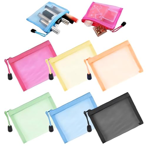 XURJUMI Dokumententasche Mini, 6 Stück 13 X 10 Cm Mini Netztaschen Mit Reißverschluss, Mini Kosmetiktasche, Wasserdichte Reißverschlusstasche Für Dokumente Für Organisation, Lagerung (6 Farbe von XURJUMI