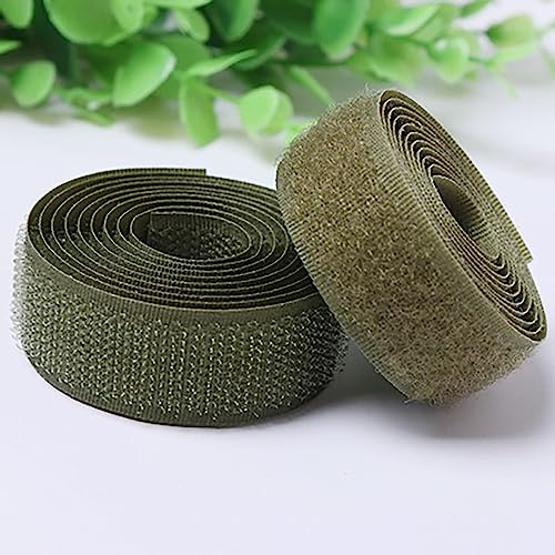 Klettband zum nähen 2 Paar Klett-Nähband, nicht klebendes Nähband, Nylonverschlüsse für Couchkissen, Gitarrenpedal, Kabelmanagement und Bastelprojekte-Army Green||2cm*1m von XUSHIQMG