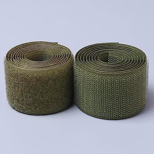 Klettband zum nähen 2 Paar Klett-Nähband, nicht klebendes Nähband, Nylonverschlüsse für Couchkissen, Gitarrenpedal, Kabelmanagement und Bastelprojekte-Army Green||4cm*1m von XUSHIQMG