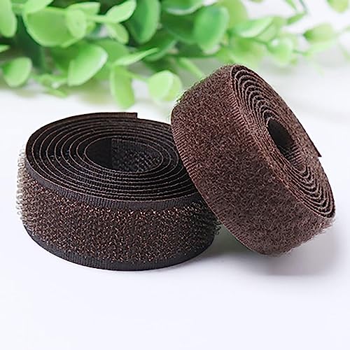 Klettband zum nähen 2 Paar Klett-Nähband, nicht klebendes Nähband, Nylonverschlüsse für Couchkissen, Gitarrenpedal, Kabelmanagement und Bastelprojekte-Coffee||2cm*1m von XUSHIQMG