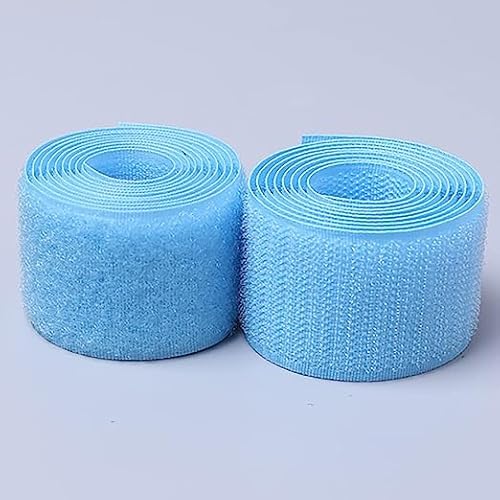 Klettband zum nähen 2 Paar Klett-Nähband, nicht klebendes Nähband, Nylonverschlüsse für Couchkissen, Gitarrenpedal, Kabelmanagement und Bastelprojekte-Light Blue||4cm*1m von XUSHIQMG