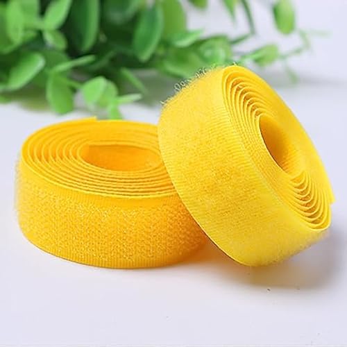 Klettband zum nähen 2 Paar Klett-Nähband, nicht klebendes Nähband, Nylonverschlüsse für Couchkissen, Gitarrenpedal, Kabelmanagement und Bastelprojekte-Yellow||2cm*1m von XUSHIQMG