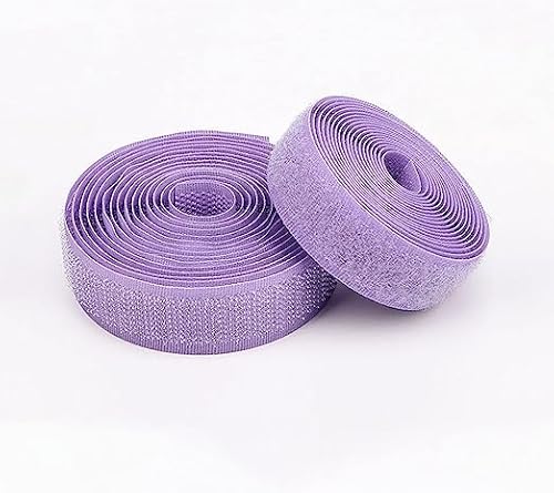 Klettband zum nähen 2 Stück Klettband zum Nähen, nicht klebende Streifen, zum Aufnähen für Stoff, selbstklebend, Nylon-Klettband für Nähaktivitäten, Hakenschlaufe-Light Purple||2cm*2m von XUSHIQMG