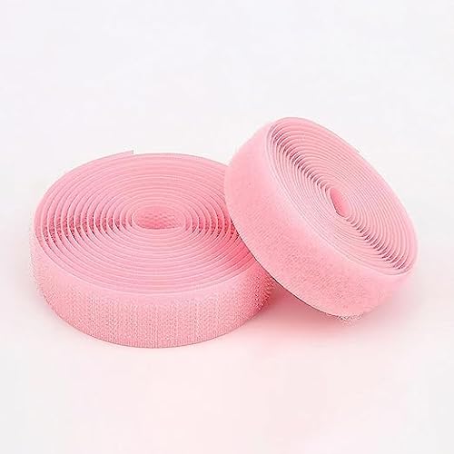 Klettband zum nähen 2 Stück Klettband zum Nähen, nicht klebende Streifen, zum Aufnähen für Stoff, selbstklebend, Nylon-Klettband für Nähaktivitäten, Hakenschlaufe-Pink||2cm*2m von XUSHIQMG