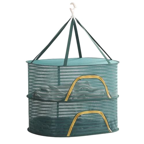 XUWEWI Wäschetrocknungsnetz 2 stücke Indoor Outdoor Verwenden Trocknen Korb Trocknen Korb Faltbare Hängen Mesh Trockner Mit U-förmigen Zipper Design for Kleidung Für Zuhause(Green) von XUWEWI