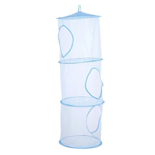 XUWEWI Wäschetrocknungsnetz 3 stücke Hängen Wäsche Korb Nylon Mesh Lagerung Korb for Spielzeug Waschen Korb Kleidung Kleinigkeiten Korb Organizer Tasche Für Zuhause(Blue) von XUWEWI