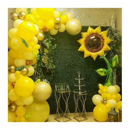 XUXINYCS 83 Stück gelbe Sonnenblumen-Folienballons Girlande Bogen Kit Happy Birthday Künstliche für Geburtstagsfeier von XUXINYCS