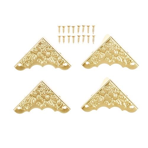 XUXPFJ 4 Stücke 37mm Zink-Legierung Schmuck Geschenk Holz Box Bilderrahmen Ecke Dekorative Schutzfolie Dekorative Halterung Möbel Hardware(Gold) von XUXPFJ