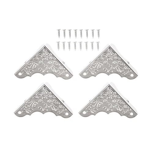 XUXPFJ 4 Stücke 37mm Zink-Legierung Schmuck Geschenk Holz Box Bilderrahmen Ecke Dekorative Schutzfolie Dekorative Halterung Möbel Hardware(Silver) von XUXPFJ