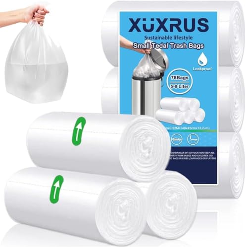 XUXRUS 5L Müllsäcke Kleine Abfallbeutel 78 Stück Müllbeutel, Badezimmer Müllbeutel für Bad, Küchen, Wohnzimmer,Haushalt,Weiß ﻿ von XUXRUS