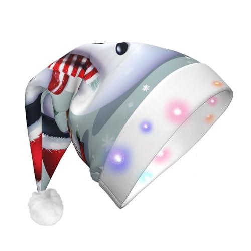 XVBCDFG Modische lila Herz-LED-Weihnachtsmütze für Erwachsene, lustige Weihnachtsmütze für festliche Partys, Verkleidungen, lebendig von XVBCDFG