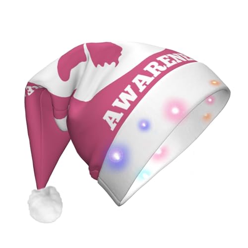 XVBCDFG Weihnachtsmütze für Brustkrebs-Bewusstsein mit LED-Lichtern, weiche, lustige Hüte für Erwachsene, Urlaub, Partyzubehör von XVBCDFG